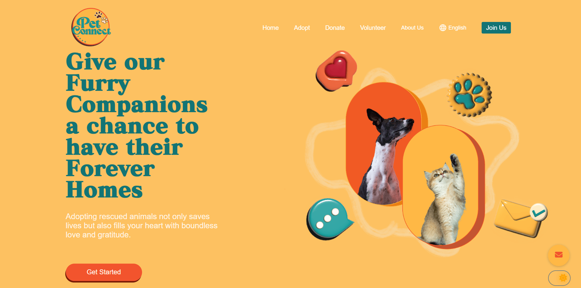 Pet Connect project screenshot showcasing a full stack web project